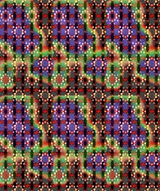 Siyah ve kahverengi renkli bitkilerden oluşan parlak çiçekli çizim deseni.