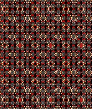 Raster illüstrasyonundaki çiçek desenli çizim. Siyah ve kırmızı renkte çiçekler. Renkli Bahar Teması eskiz kalıbı. Düz Çiçek Elementleri Tasarımı.