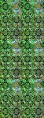 Eskiz geçmişi. Raster illüstrasyonu. Eski usul. Kumaş, tekstil, duvar kağıdı baskısı için. Renkli desenli eskiz deseni, yeşil ve gri çiçekler ve dekoratif elementler.