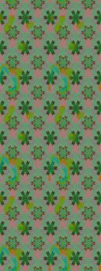 Yeşil ve gri renkte manzaralı çiçek deseni. Sevgililer günü ve tebrik kartı konsepti için şık bir davetiye. Çiçek kompozisyonu, el boyası, hassas şablon. Üst görünüm, yumuşak biçim.