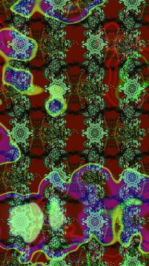 On green and red colors. A pattern of green and red daisies on a green and red colors. Raster illustration.