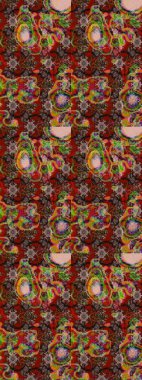 Raster illüstrasyonundaki çiçek desenli çizim. Kahverengi ve kırmızı renkte çiçekler. Renkli Yaz Temalı eskiz kalıbı. Düz Çiçek Elementleri Tasarımı.