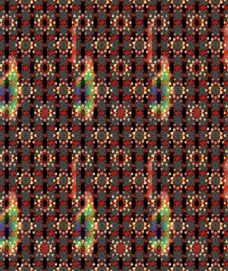 Üzerinde gelincikler ve vadi zambakları olan renkli çiçek desenli nakış deseni. Tekstil tasarımı için siyah ve kahverengi renkli geleneksel halk çiçekleri..