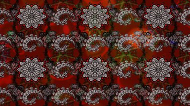 Küçük çiçekteki sevimli çiçek deseni. Kırmızı ve kahverengi renkte çiçekler.