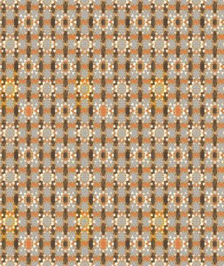 Şirin çiçekli eskiz deseni ve bej ve kahverengi renklerde yapraklar, suluboya çiçek deseni, duvar kağıdı, kart ya da kumaş için fayanslı. Raster illüstrasyonu.