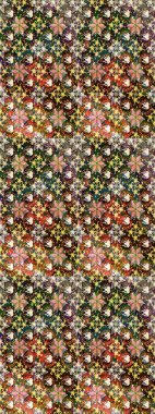 Çiçekli kahverengi ve bej çizim desenli. Klasik taslak çizimi. Raster çiçek izi..