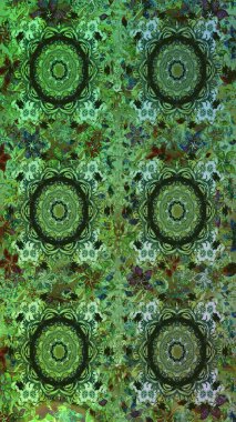 Renkli Bahar Teması eskiz kalıbı. Düz Çiçek Elementleri Tasarımı. Yeşil ve gri renkli çiçekler. Raster illüstrasyonunda çiçek deseni çizimi.