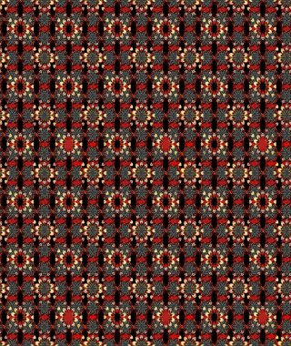 Çiçekli karalama şeklinde Raster çiçek deseni. Nazik, yaz çiçekleri siyah ve kırmızı renklerde. Raster illüstrasyonu.