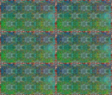 Raster illüstrasyonu. Raster illüstrasyonu. Eskiz stili yeşil ve mavi renkler. El yapımı çiçek ve bitki koleksiyonu. Sevimli karalama çiçekleriyle kusursuz çiçek deseni..