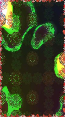 Raster Illustrasyon 'daki Çiçek Deseni' nin son moda çizimi. Renkli Yaz Temalı eskiz kalıbı. Gri ve kahverengi renkli çiçekler. Düz Çiçek Elementleri Tasarımı.