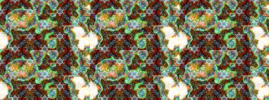 Güzel, parlak, pürüzsüz kumaş, tuval. Çiçek çelengi. Kıvırcık, parlak örgü. Desen, çizim, çiçek sınırı. Raster illüstrasyonu. Klasik eski arkaplan.