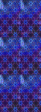 Abstract ethnic raster seamless pattern. Background texture, wallpaper, floral theme in violet and blue colors. Tribal art boho print, vintage flower background.
