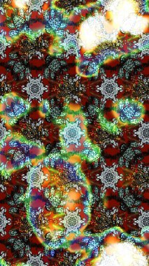 Raster illüstrasyonu. Şirin çiçek elementleri. Robot resim. Yeşil ve kahverengi renkte çiçekler.