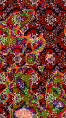 Spring summer time. Raster sketch cute flower pattern. Flowers on brown and red colors. Holidays mood. Gentle romantic print.