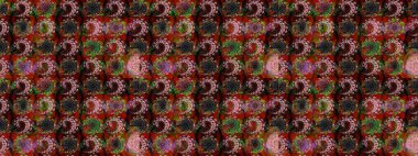 Süslü kumaş deseni. Raster illüstrasyonundaki çiçek desenli çizim. Düz Çiçek Elementleri Tasarımı. Renkli Bahar Teması çizim şablonu.