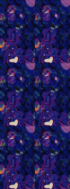 Raster çiçek izi. Çiçek mavisi ve siyah eskiz deseni. Klasik taslak çizimi.