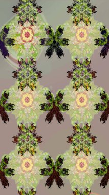 Raster illustration. Gentle, spring floral on gray and neutral colors. Exploding flowers abstractly placed. Raster pattern.