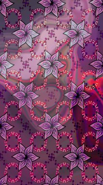 Colour Spring Theme seamless pattern Background. Flowers on purple and neutral colors. Flat Flower Elements Design. Nice flower raster pattern.