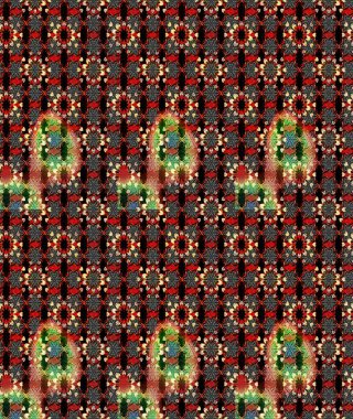 Raster illüstrasyonundaki çiçek desenli çizim. Siyah ve kırmızı renklerde. Güzel kumaş deseni. Raster illüstrasyonu.