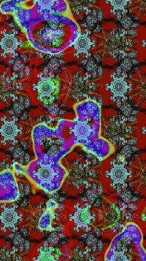 Modern floral background. The elegant the template for fashion prints. Amazing sketch floral pattern with bright colorful flowers and leaves on a red and blue colors. Folk style.