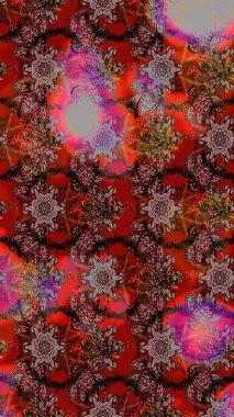 Üst manzara, yumuşak kahverengi ve kırmızı renk tarzı. Manzaralı çiçek deseni. Sevgililer günü ve tebrik kartı konsepti için şık bir davetiye. Çiçek kompozisyonu, el boyası, hassas şablon..