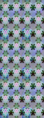 Raster illüstrasyonundaki çiçek desenli çizim. Mavi ve nötr renkte çiçekler.