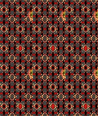 Siyah ve kırmızı renklere karalamalar çizilmiş çiçek deseni. Raster illüstrasyonu.