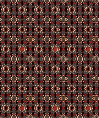 Raster illüstrasyonundaki çiçek desenli çizim. Suluboya tarzında siyah ve kırmızı renkte çiçekler.