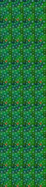 Flowers on green and blue colors. Sketch flowers pattern. Raster illustration. In asian textile style. Flat Flower Elements Design. Colour Spring Theme sketch pattern Background.