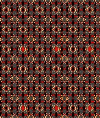 Raster Illustrasyon 'daki Çiçek Deseni' nin son moda çizimi. Siyah ve kırmızı renkte çiçekler. Renkli Yaz Temalı eskiz kalıbı. Düz Çiçek Elementleri Tasarımı.