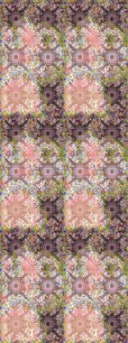 Renkli Bahar Temalı Kusursuz Arkaplan. Düz Çiçek Elementleri Tasarımı. Tarafsız ve kahverengi renkte çiçekler. Raster illüstrasyonunda kusursuz çiçek deseni.