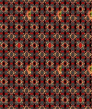 Siyah ve kırmızı renklere karalamalar çizilmiş çiçek deseni. Raster illüstrasyonu.