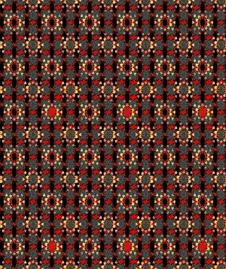 Raster Illustrasyon 'daki Çiçek Deseni' nin son moda çizimi. Siyah ve kırmızı renkte çiçekler. Renkli Yaz Temalı eskiz kalıbı. Düz Çiçek Elementleri Tasarımı.