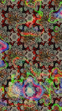 Parmak izi, kumaş, duvar kâğıdı, tekstil için raster dokusu. Renkli grunge soyut arka planda Cologray ve nötr çiçeklerle gelişir. Nakış desenli çiçek deseni..