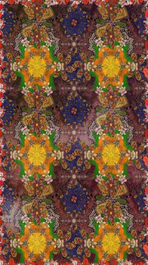 Raster illüstrasyonu. Düz Çiçek Elementleri Tasarımı. Karalama çiçeği. Güzel kumaş deseni. Zentangle soyut çiçekleri. Renkli Bahar Teması Kusursuz Arkaplan.