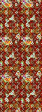 Çok kahverengi ve kırmızı zarif küçük çiçekler ve kahverengi ve kırmızı renkli komik böcekler, raster desen, illüstrasyon.