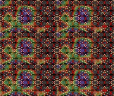 Suluboya elle çizilmiş çiçek desenli eskiz deseni. Parlak renkli fantezi çiçekleri, yapraklar, tomurcuklar kahverengi ve gri renklerde kahverengi ve gri.