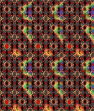 Siyah ve kırmızı renklere karalamalar çizilmiş çiçek deseni. Raster illüstrasyonu.