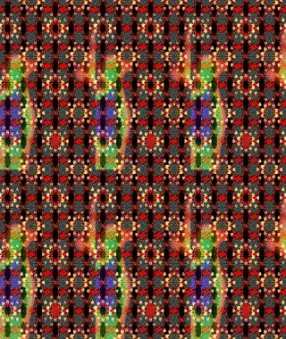 Küçük çiçekli yay deseni çiz. Raster illüstrasyonu. Suluboya tarzında siyah ve kırmızı renkler üzerine.