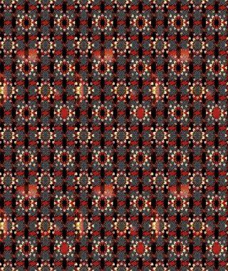 Parlak renkli çiçekleri ve siyah ve kırmızı renkte yaprakları olan harika bir çiçek deseni. Moda baskıları için zarif bir şablon. Modern çiçek arkaplanı. Halk stili.