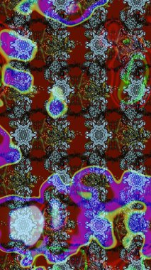 El çizimi. Güzel kumaş deseni. Çiçekler, dallar, bitkiler ve çiçekler. Raster illüstrasyonu.