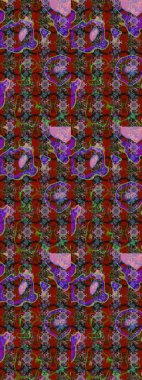 Hand drawn abstract fancy elements. Red and brown colors. Vintage flowers. Watercolor painting imitation Raster illustration. Summer blooming theme.