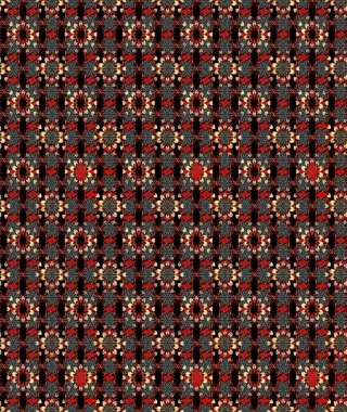 Küçük çiçekli yay deseni çiz. Raster illüstrasyonu. Suluboya tarzında siyah ve kırmızı renkler üzerine.