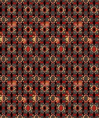 Çiçekli karalama şeklinde Raster çiçek deseni. Nazik, sevimli çiçek arkaplanı. Siyah ve kırmızı renkte çiçekler.