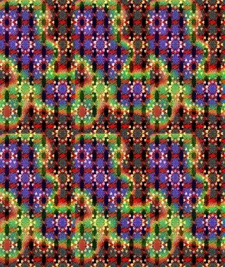 Çiçek desenli çizim. Raster illüstrasyonu. Asya tekstil tarzında. Siyah ve yeşil renkli çiçekler. Raster illüstrasyonu.