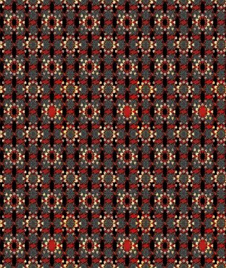 Çiçekli karalama şeklinde Raster çiçek deseni. Nazik, sevimli çiçek arkaplanı. Siyah ve kırmızı renkte çiçekler.