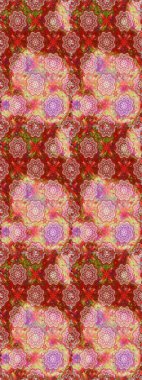 Seamless pattern with nice flowers on red and pink colors, watercolor floral pattern, tileable for wallpaper, card or fabric. Raster.