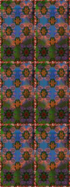 Düz Çiçek Elementleri Tasarımı. Renkli Bahar Temalı Kusursuz Arkaplan. Yeşil ve kahverengi renkli çiçekler. Raster illüstrasyonunda kusursuz çiçek deseni.