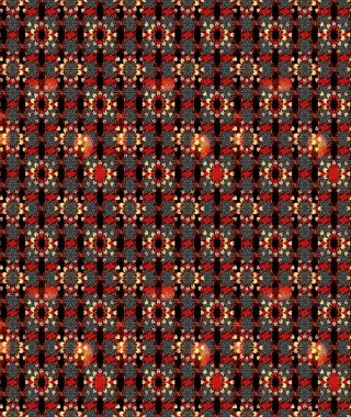 Çiçekli karalama şeklinde Raster çiçek deseni. Yumuşak, bahar çiçekli arka plan. Siyah ve kırmızı renkte çiçekler.