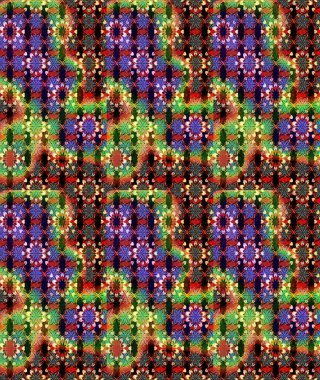 Çiçek desenli çizim. Raster illüstrasyonu. Asya tekstil tarzında. Siyah ve yeşil renkli çiçekler. Raster illüstrasyonu.